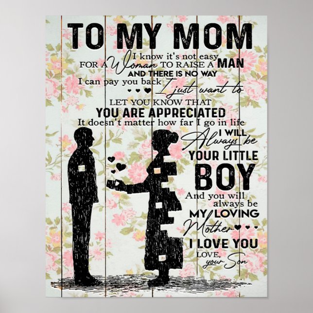 Son till Mamma-gåva till Mamma, födelsedagspresent Poster (Framsidan)