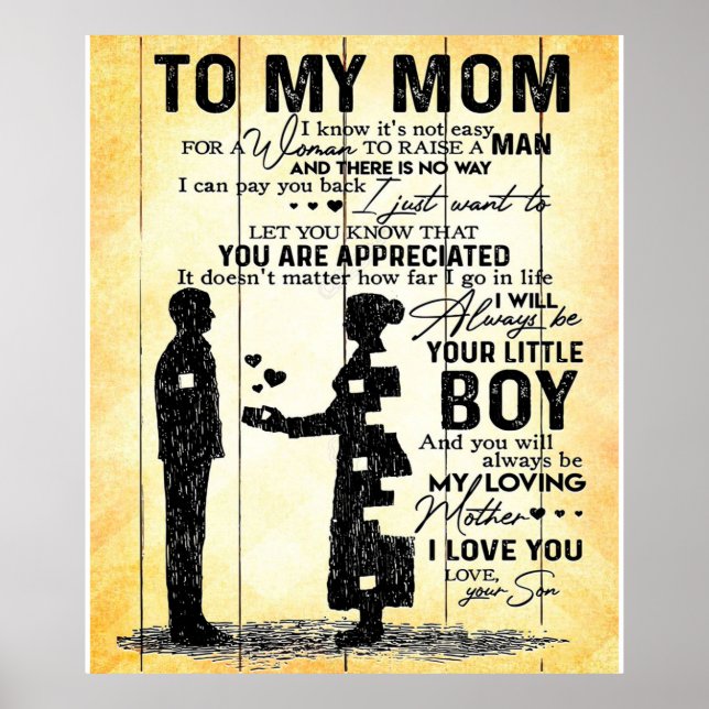 Son till Mamma, Gift till Mamma, Mors dag Gift Ide Poster (Framsidan)