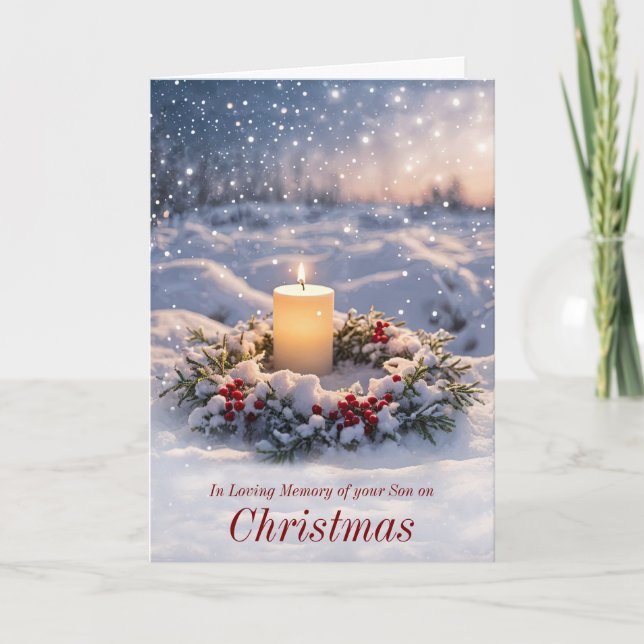 Son till minnet av jul med Memorial Candle Kort (Framsida)