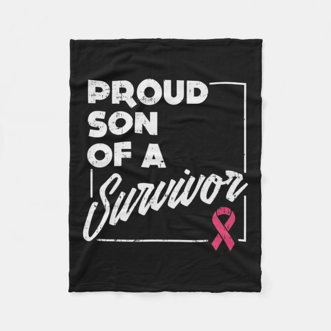 Son till Survivor Bröstcancer medvetenhet Gift Fleecefilt (Framsidan)