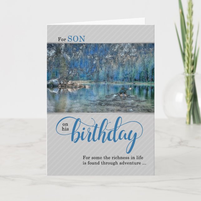 Son utomhus Kayak Birthday för Sportsman Kort (Framsida)