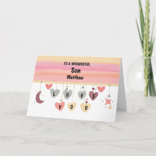 Son Valentine Hearts Måne Stars Kort