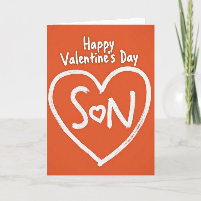 Son Valentines Brush Stroke-kort Kort (Framsida)