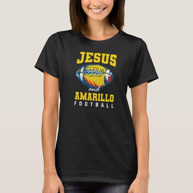 Söndag är för Jesus och Amarillo Football Texas T Shirt (Framsida)