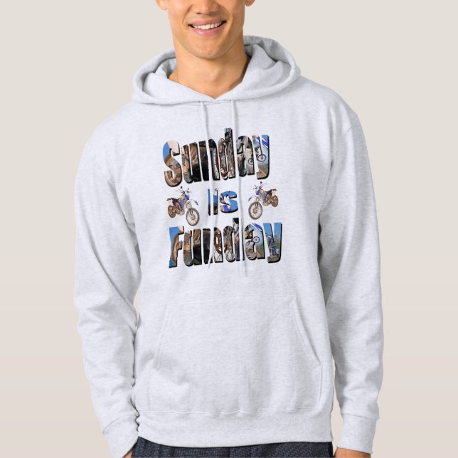 Söndag är Funday Motorcycle Bild Logotyp, Hoodie (Framsida)