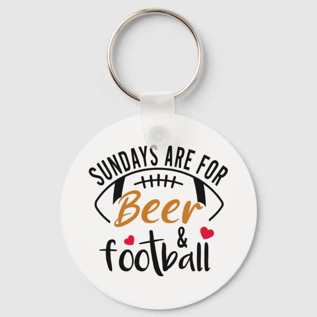 Söndag är till för Beer och Football Keychain Nyckelring (Framsida)