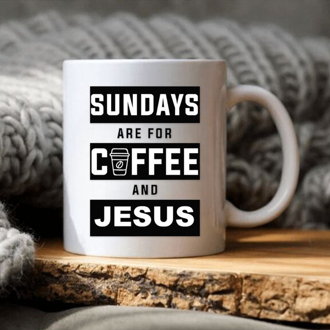 Söndag är till kaffe och Jesus Kaffemugg (Skapare uppladdad)
