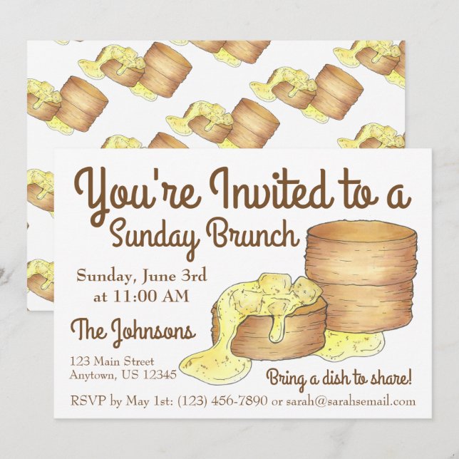 Söndag Breakfast Brunch Biscuits Sause Gravy Inbjudningar (Fram/baksida)