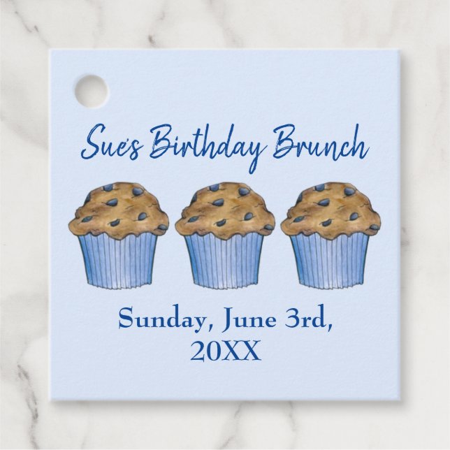 Söndag Breakfast Brunch Party Blueberry Muffin Gåvor Etiketter (Framsida)
