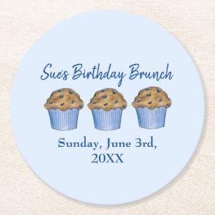 Söndag Breakfast Brunch Party Blueberry Muffin Underlägg Papper Rund