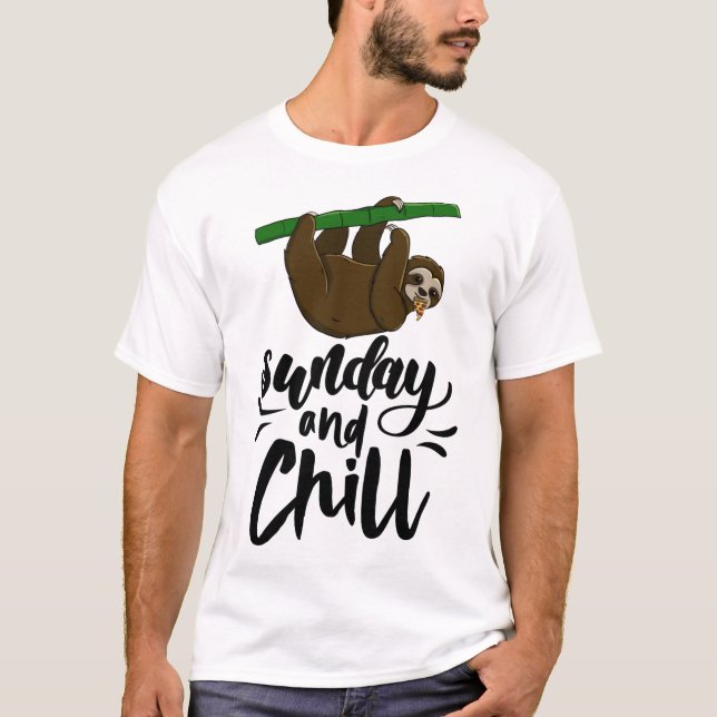 Söndag & Chill Funny Sömnig Head Lazy Sloth Kärlek T Shirt (Framsida)