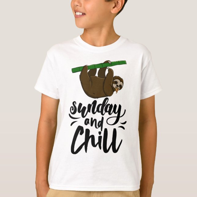 Söndag & Chill Funny Sömnig Head Lazy Sloth Kärlek T Shirt (Framsida)