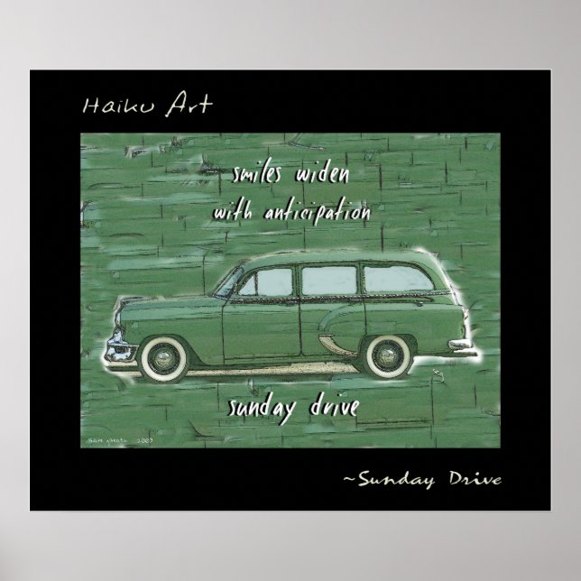 Söndag Drive Haiku Art Print Poster (Framsidan)