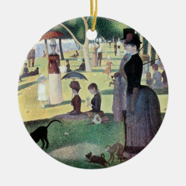 Söndag eftermiddag, ön La Grande Jatte av Seurat Julgransprydnad Keramik (Framsidan)