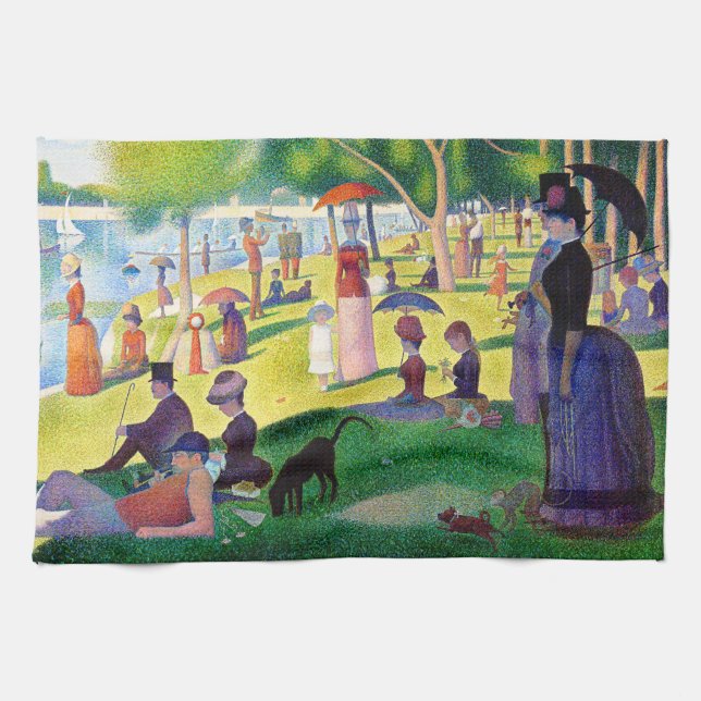 Söndag eftermiddag på ön La Grande Jatte Kökshandduk (Horisontell)