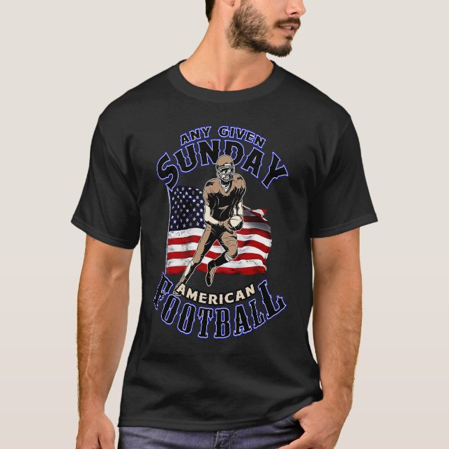 Söndag Football Flagga USA T Shirt (Framsida)