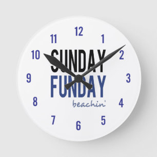 Söndag Funday Beachin" Rund Klocka