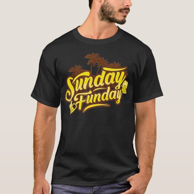 Söndag Funday Beer Drinking T Shirt (Framsida)