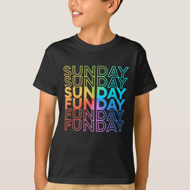 Söndag Funday Rainbow Fade Färg Party T Shirt (Framsida)