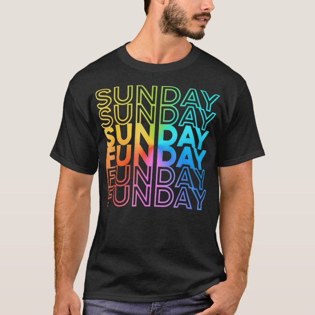 Söndag Funday Rainbow Fade Färg Party T Shirt (Framsida)