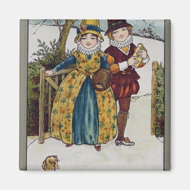 Söndag God morgon, Viktorianskt kort Magnet (Framsidan)