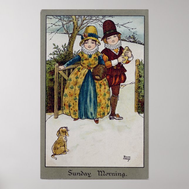 Söndag God morgon, Viktorianskt kort Poster (Framsidan)