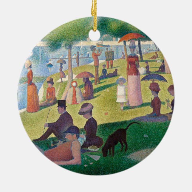 Söndag om La Grande Jatte Seurat Painting Julgransprydnad Keramik (Baksidan)