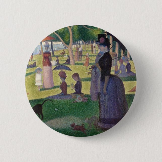 Söndag om La Grande Jatte Seurat Painting Knapp (Framsida)