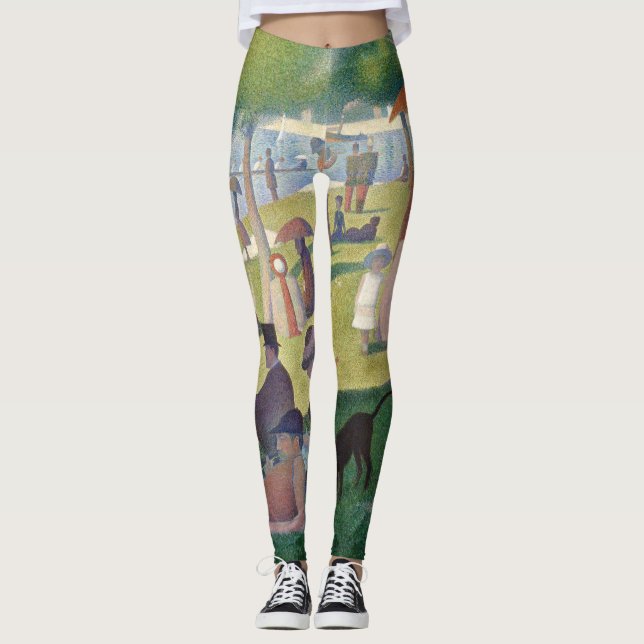 Söndag om La Grande Jatte Seurat Painting Leggings (Framsida)