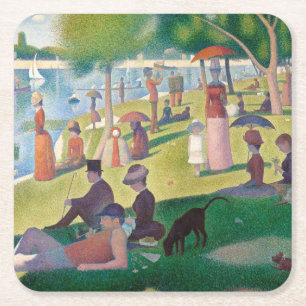 Söndag om La Grande Jatte Seurat Painting Underlägg Papper Kvadrat