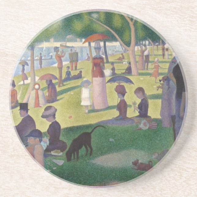 Söndag om La Grande Jatte Seurat Painting Underlägg Sandsten (Framsidan)