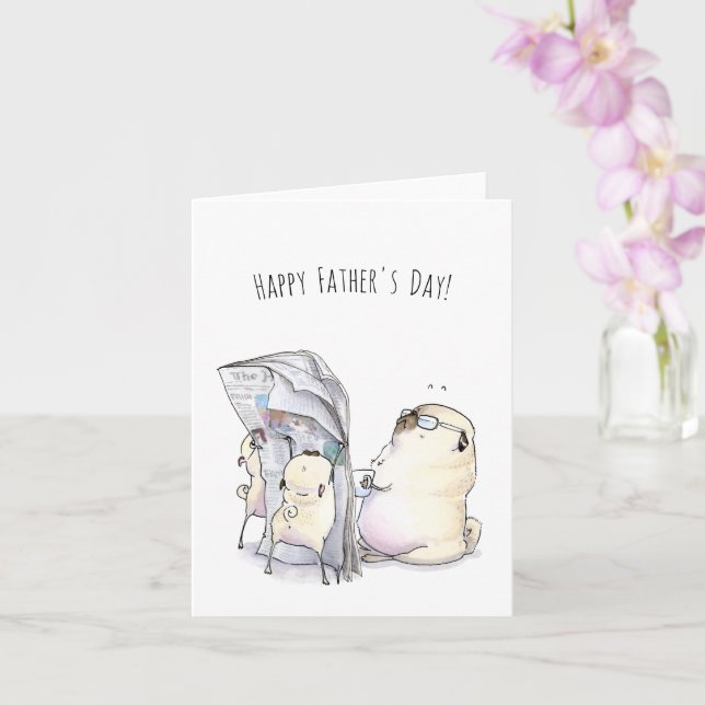 Söndag Pappra Fars dag-kort för rolig pug Kort (Orkide)