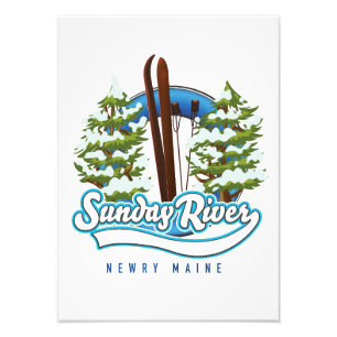 Söndag River Newry Maine ski logotyp Fototryck