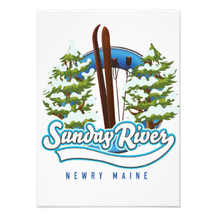 Söndag River Newry Maine ski logotyp Fototryck