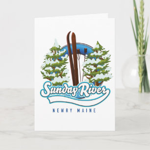 Söndag River Newry Maine ski logotyp Helgkort