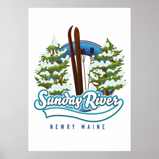 Söndag River Newry Maine ski logotyp Poster (Framsidan)