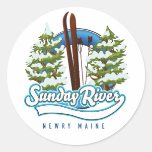Söndag River Newry Maine ski logotyp Runt Klistermärke