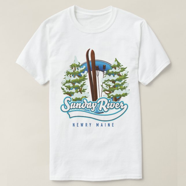 Söndag River Newry Maine ski logotyp T Shirt (Design framsida)