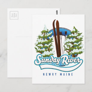 Söndag River Newry Maine ski logotyp Vykort