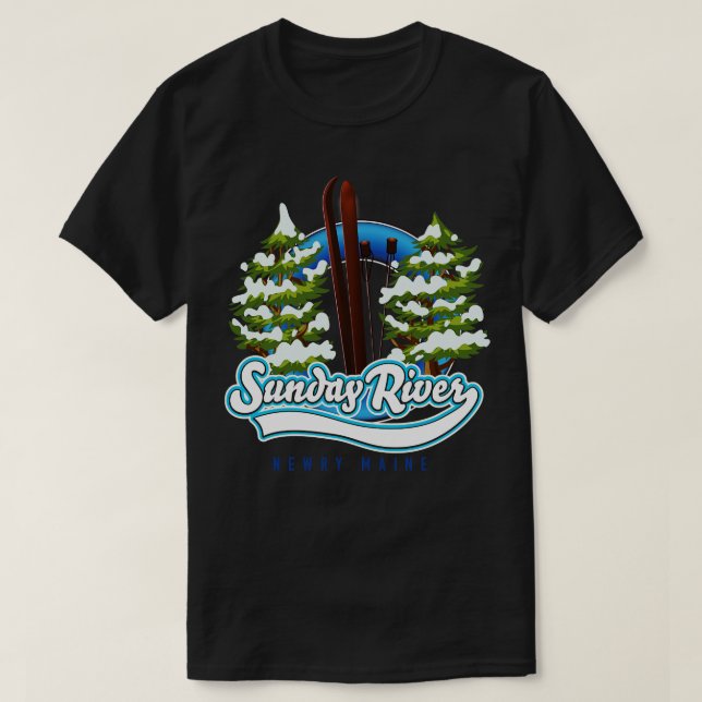 Söndag River Newry Maine ski T Shirt (Design framsida)