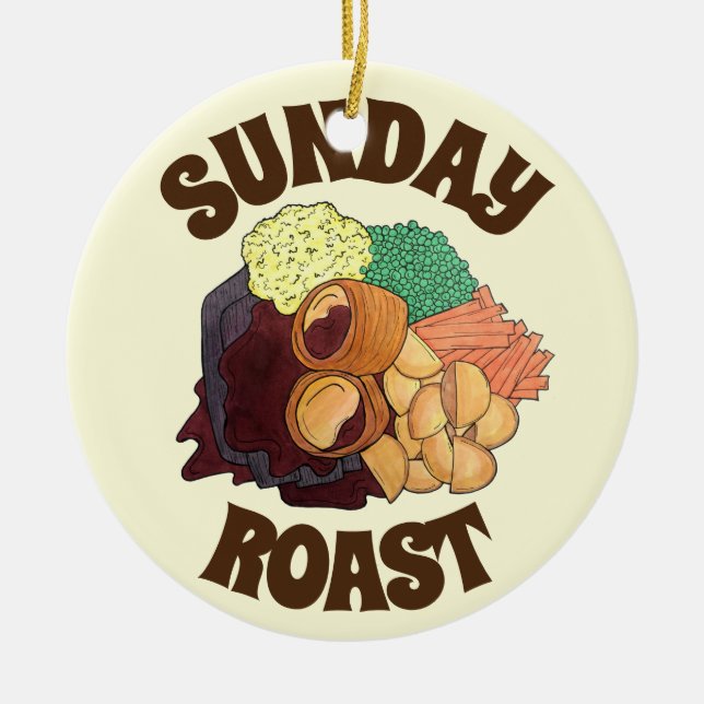 Söndag Roast Middag British UK Food Kött Potatis Julgransprydnad Keramik (Framsidan)