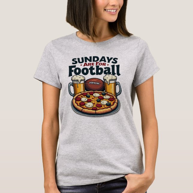 Söndagar är för fotboll, öl och pizza T-shirt (Framsida)