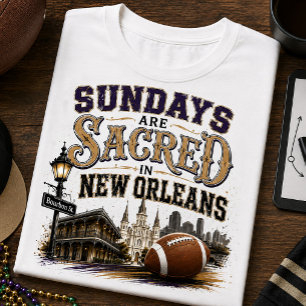 Söndagar Är Heliga i New Orleans Amerikansk Fotbol T Shirt