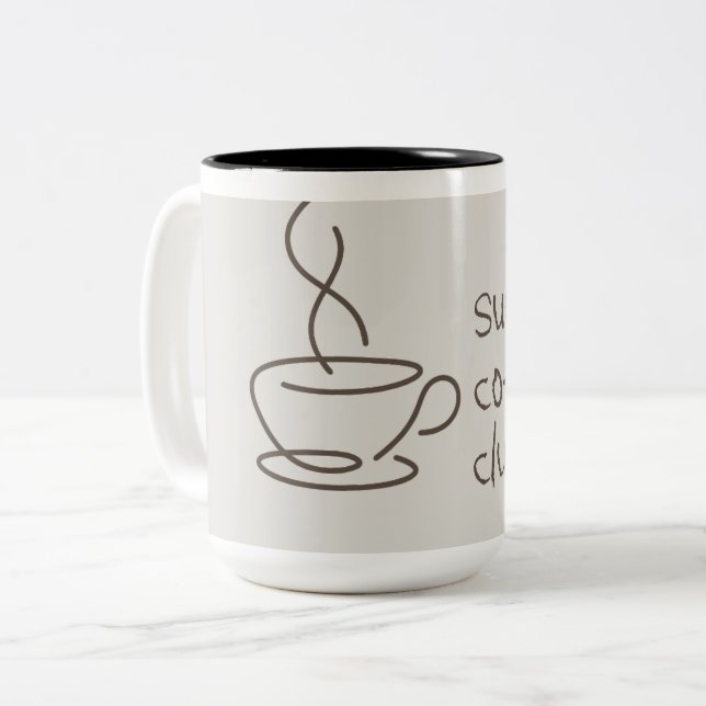Söndags Coffee Club Mugg | Mysig Citat för Kaffeäl (Framsida vänster)