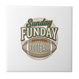 Söndags Funday Fotboll Vintage T-Shirt Design_1 Kakelplatta