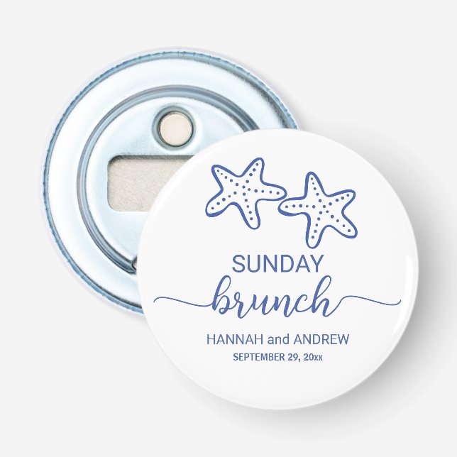 Söndagsbrunch Favor för sjöstjärnpar Flasköppnare (Framsidan)