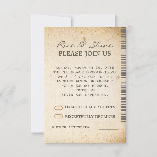 Söndagsbrunch Ytterligare bröllps-svarskort Inbjudningar (Framsida)