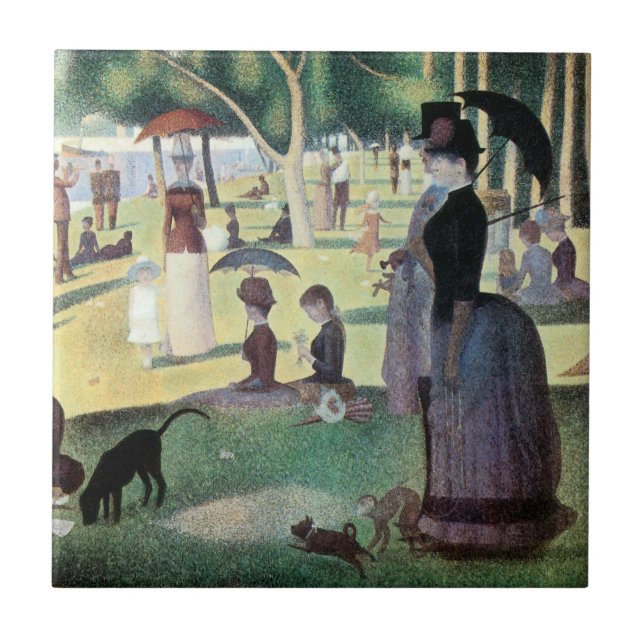 Söndagseftermiddag på ön La Grande Jatte av Seurat Kakelplatta (Framsidan)
