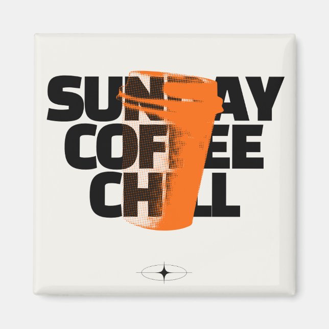 Söndagskaffe Chillen - Urban Halftone Grafisk Cita Magnet (Framsidan)