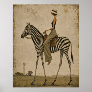 Söndagspromenad på en zebra poster